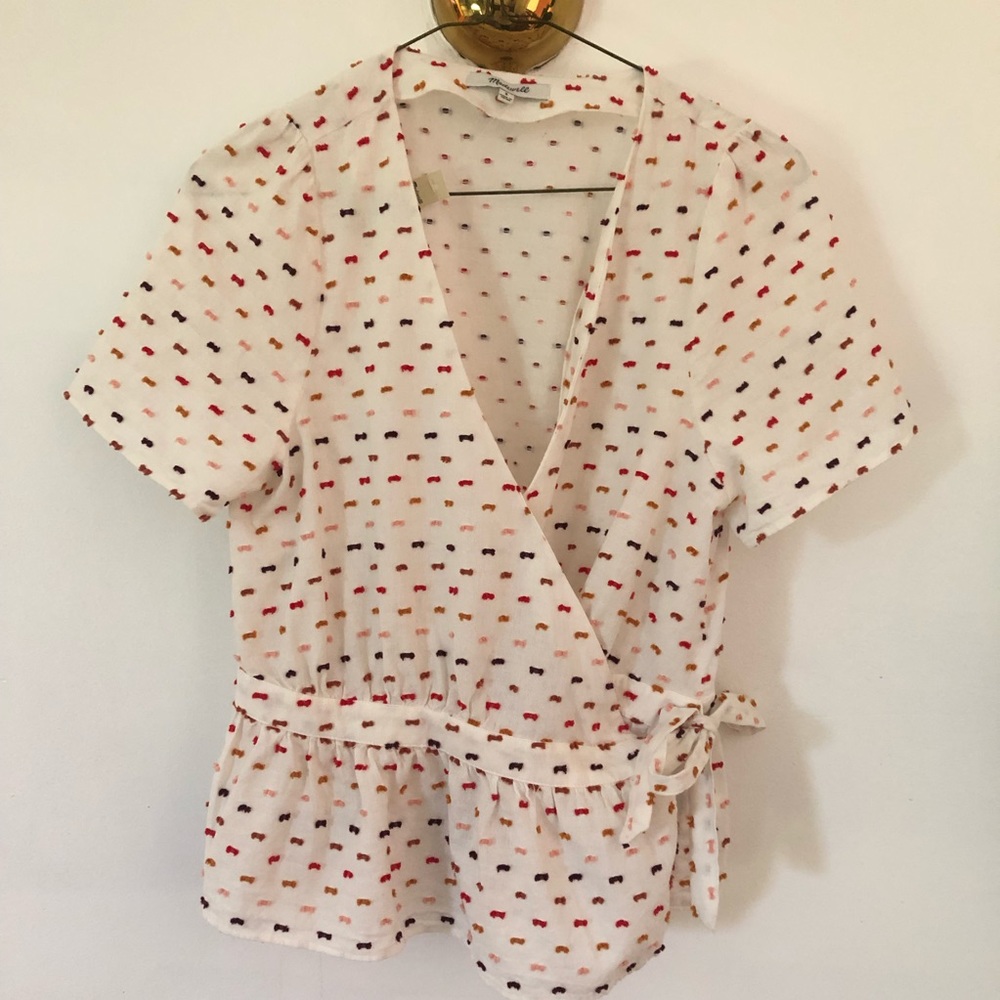 Madewell Textured Wrap Top Size Small